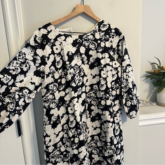 NWT Everlane Black White Linen Floral Long Sleeve Maxi Dress 6 - Picture 11 of 14